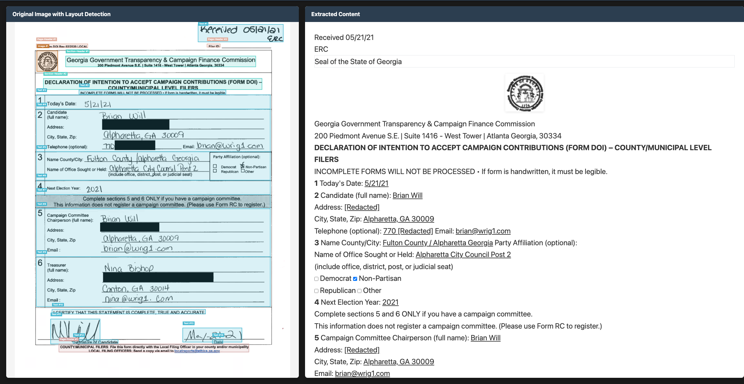 Handwritten form