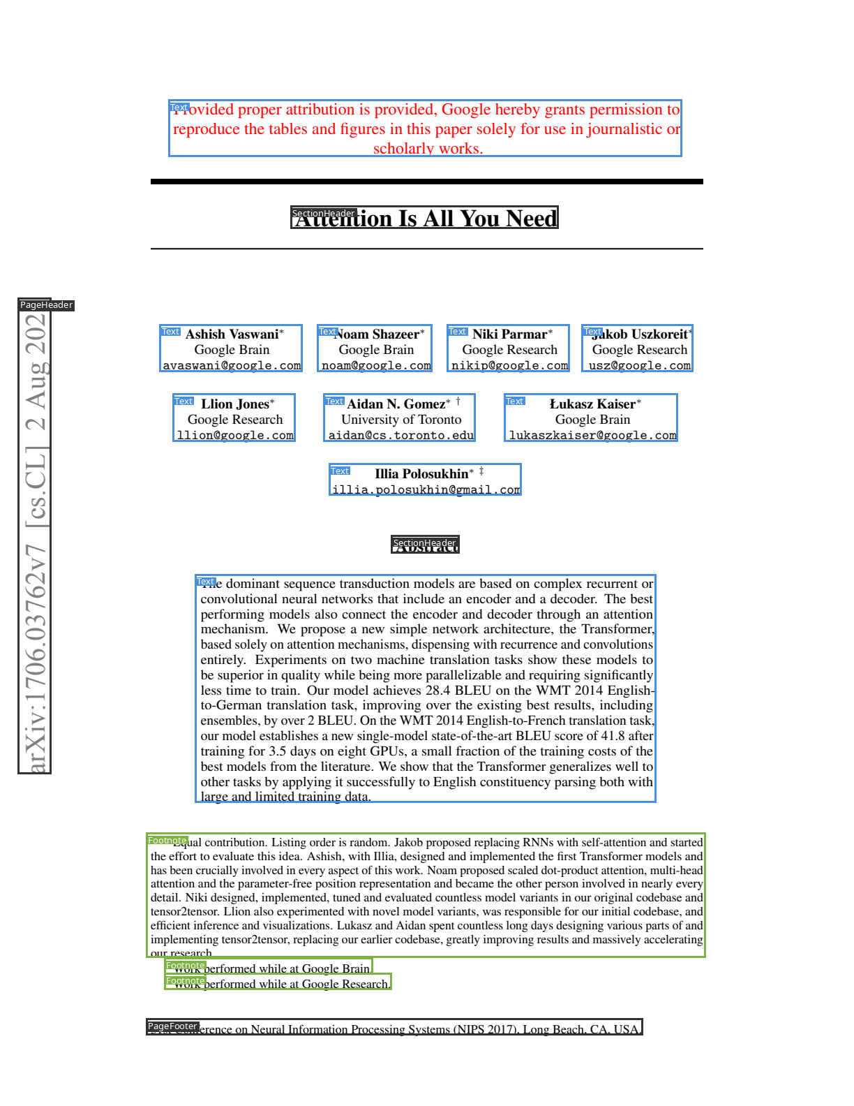 Surya layout detection on a research paper